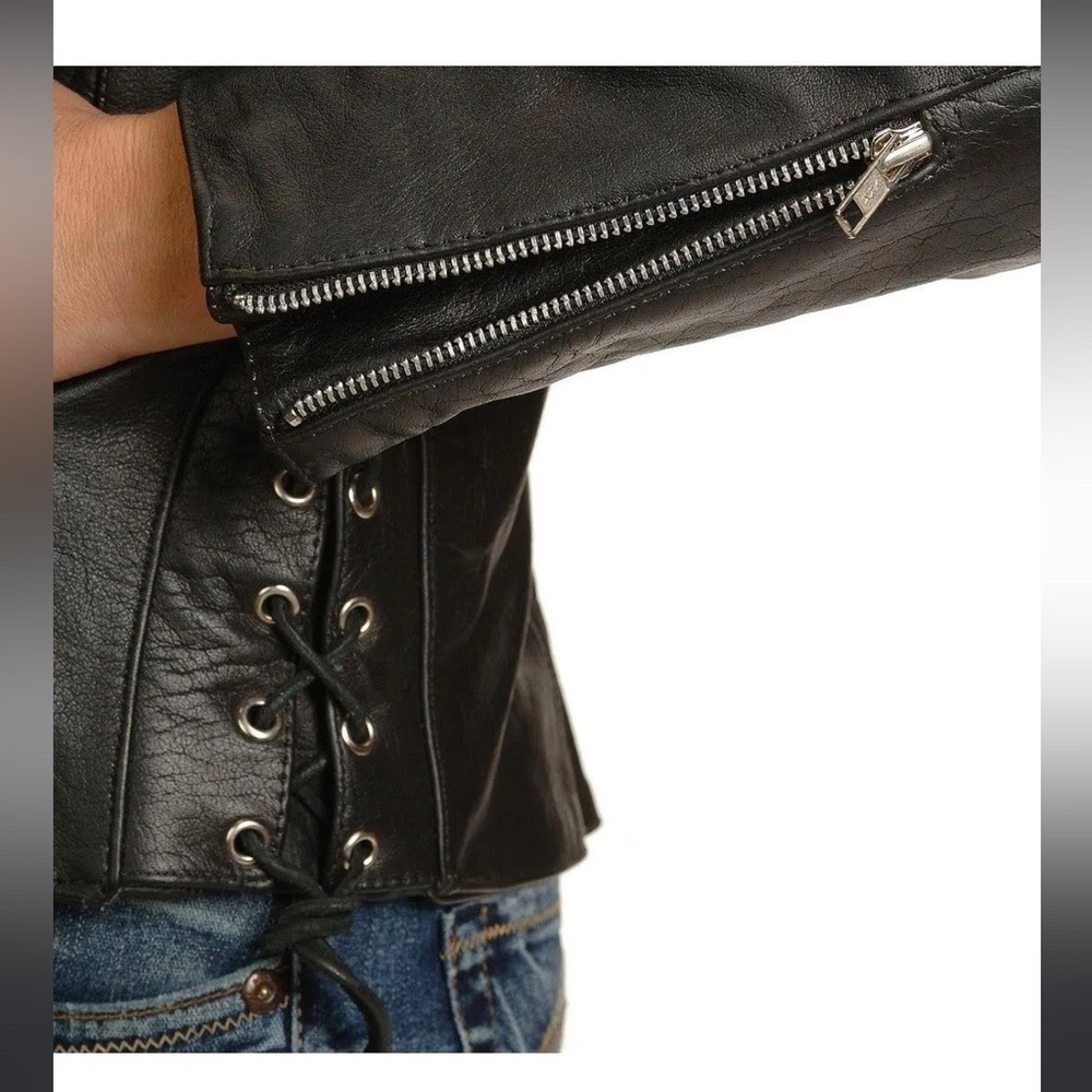 Vintage Black Oversized Xena Interstate Leather Moto Biker Jacket S - Picture 5 of 16